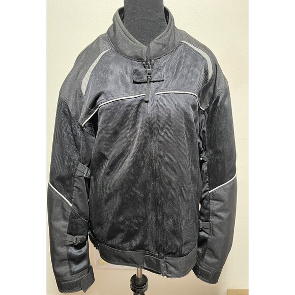 Noru Kuki Durable Mesh Motorcycle Riding Jacket Mens Large Black Padded EUC - Picture 1 of 14